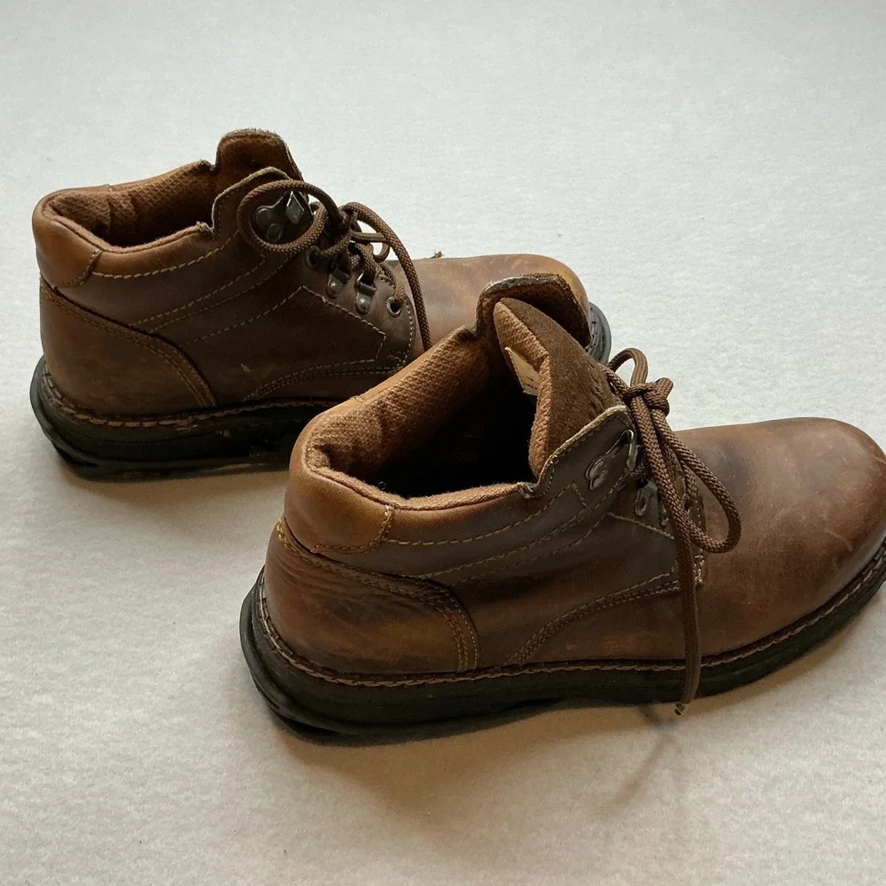 RJ Colt Men Leather Work Boots Ice Traction Cleats‎ Size 11.5 Brown Ankle Rugged